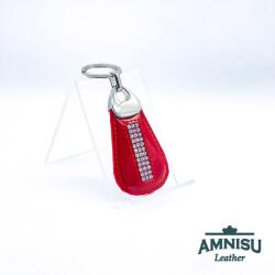 Amnisu Piros gyűrt lakk csepp alakú swarovski köves bőr kulcstartó H5009