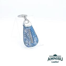 Amnisu Kék virág mintás csepp alakú swarovski köves kulcstartó H6017