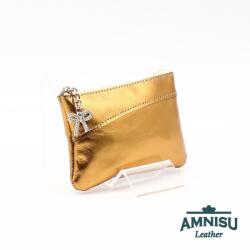 Amnisu Óarany ívelt egy cipzáras bőr kulcstartó C2003 - amnisu