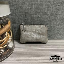 Amnisu Csillámos sötétbézs egy cipzáras bőr kulcstartó A1003