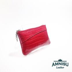 Amnisu Csillámos piros lakk krokkómintás ívelt egy cipzáras bőr kulcstartó C5008