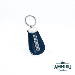 Amnisu Fekete csepp alakú swarovski köves bőr kulcstartó H8004OK