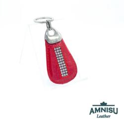 Amnisu Csillámos piros lakk krokkómintás csepp alakú swarovski köves bőr kulcstartó H5008