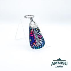 Amnisu Színes mozaik mintás csepp alakú swarovski köves bőr kulcstartó H8030