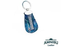 Amnisu Sötétkék kígyómintás csepp alakú swarovski köves bőr kulcstartó H6010OK