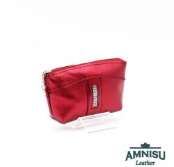 Amnisu Metál bordó egy cipzáras egyenes swarovski köves bőr kulcstartó E5006