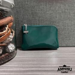 Amnisu Zöld lakk egy cipzáras bőr kulcstartó A7005