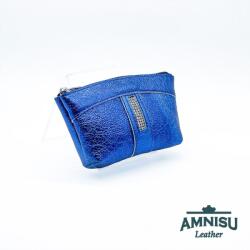 Amnisu Metál királykék egy cipzáras egyenes swarovski köves bőr kulcstartó E6018