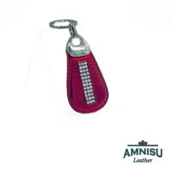 Amnisu Metál bordó csepp alakú swarovski köves bőr kulcstartó H5006