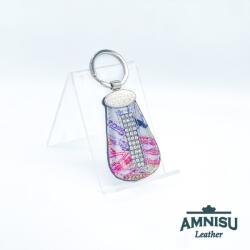 Amnisu Színes mintás csepp alakú swarovski köves bőr kulcstartó H4017OK
