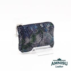 Amnisu Sötétkék kígyómintás egy cipzáras bőr kulcstartó - LIMITÁLT A6010