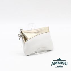 Amnisu Fehér - hologramos arany ívelt egy cipzáras kulcstartó C3002