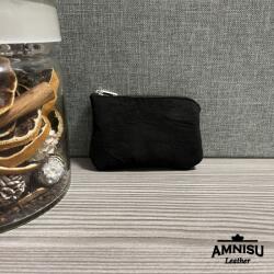 Amnisu Gyűrt fekete egy cipzáras kulcstartó A8019