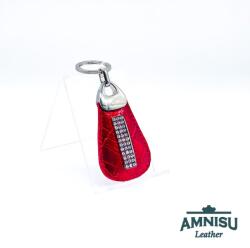 Amnisu Meggy piros lakk krokkómintás csepp alakú swarovski köves bőr kulcstartó H5023