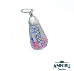 Amnisu Színes mintás csepp alakú swarovski köves bőr kulcstartó H4017