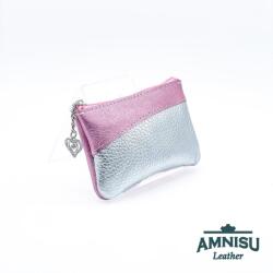 Amnisu Metál rózsaszín - ezüst ívelt egy cipzáras kulcstartó C4001-1008