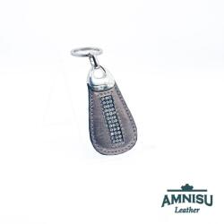 Amnisu Bronz csepp alakú swarovski köves bőr kulcstartó H9014