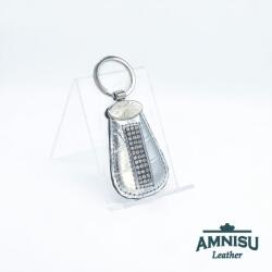 Amnisu Ezüst krokkómintás csepp alakú swarovski köves bőr kulcstartó H1002OK