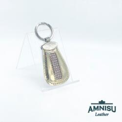 Amnisu Hologramos arany csepp alakú swarovski köves bőr kulcstartó H2002OK