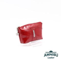 Amnisu Bordó lakk egy cipzáras egyenes swarovski köves bőr kulcstartó E5004