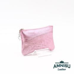 Amnisu Metál rózsaszín ívelt egy cipzáras kulcstartó C4001