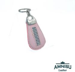 Amnisu Rózsaszín csepp alakú swarovski köves bőr kulcstartó H4020