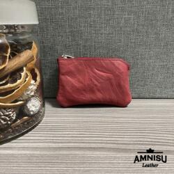 Amnisu Gyűrt piros egy cipzáras bőr kulcstartó A5011