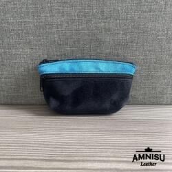 Amnisu Sötétkék - kék kettő cipzáras bőr kulcstartó B6013