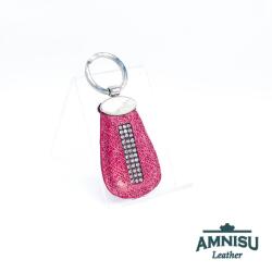 Amnisu Piros mintás csepp alakú swarovski köves bőr kulcstartó H5016OK