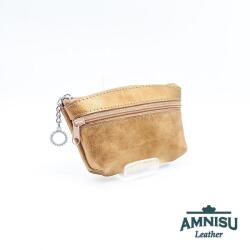 Amnisu Sötét arany kettő cipzáras bőr kulcstartó B2004 - amnisu