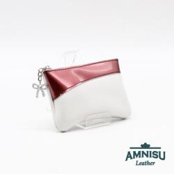 Amnisu Fehér - rosegold ívelt egy cipzáras bőr kulcstartó C3002