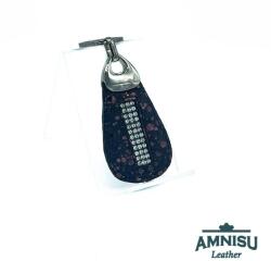Amnisu Metál lila pöttyös csepp alakú swarovski köves bőr kulcstartó H4027