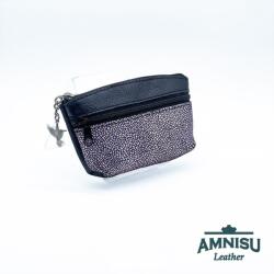 Amnisu Fekete - metál lila mozaik mintás kettő cipzáras kulcstartó B8028-4028