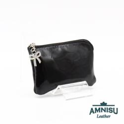 Amnisu Fekete lakk egy cipzáras bőr kulcstartó A8002 - amnisu