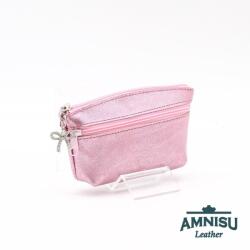 Amnisu Metál rózsaszín kettő cipzáras bőr kulcstartó B4001 - amnisu