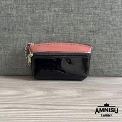 Amnisu Fekete lakk - rosegold kettő cipzáras kulcstartó B8002