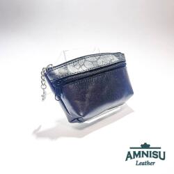 Amnisu Sötét ezüst - szürke mintás kettő cipzáras kulcstartó B8001