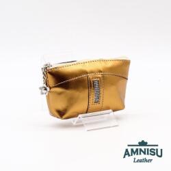 Amnisu Óarany egy cipzáras egyenes swarovski köves bőr kulcstartó E2003