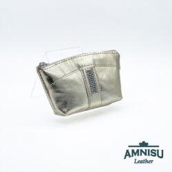 Amnisu Világos arany egy cipzáras egyenes swarovski köves bőr kulcstartó E2006