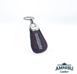 Amnisu Sötétbarna csepp alakú swarovski köves bőr kulcstartó H9001