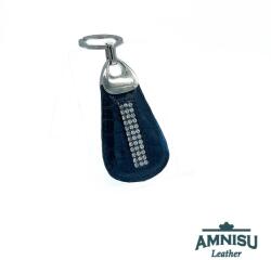 Amnisu Fekete lakk krokkómintás csepp alakú swarovski köves bőr kulcstartó H8024