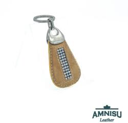 Amnisu Sötét arany csepp alakú swarovski köves bőr kulcstartó H2004