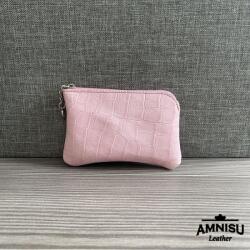 Amnisu Rózsaszín krokkómintás egy cipzáras kulcstartó A4006