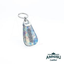 Amnisu Hologramos csepp alakú swarovski köves bőr kulcstartó H3009