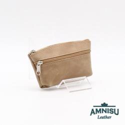 Amnisu Bézs kettő cipzáras bőr kulcstartó B9003