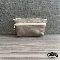 Amnisu Csillámos sötétbézs kettő cipzáras bőr kulcstartó B1003