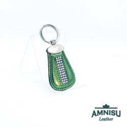 Amnisu Metál zöld csepp alakú swarovski köves bőr kulcstartó H7008OK