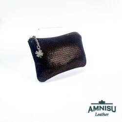 Amnisu Bronz mintás egy cipzáras bőr kulcstartó A9016