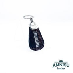 Amnisu Bronz mintás csepp alakú swarovski köves bőr kulcstartó H9016