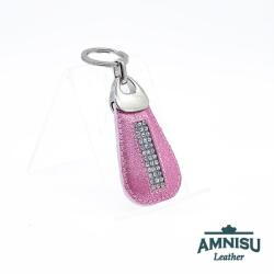 Amnisu Metál rózsaszín csepp alakú swarovski köves bőr kulcstartó H4001